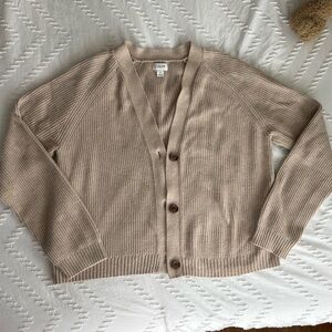 J. Crew Light Tan Ribbed Cardigan